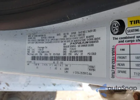 2018 Ford Fiesta Se z USA, uszkodzony, nr VIN 3FADP4BJ5JM108855